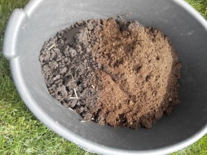 почва для голубики садовой с добавлением торфа тщательно смешивается в отдельной емкости
