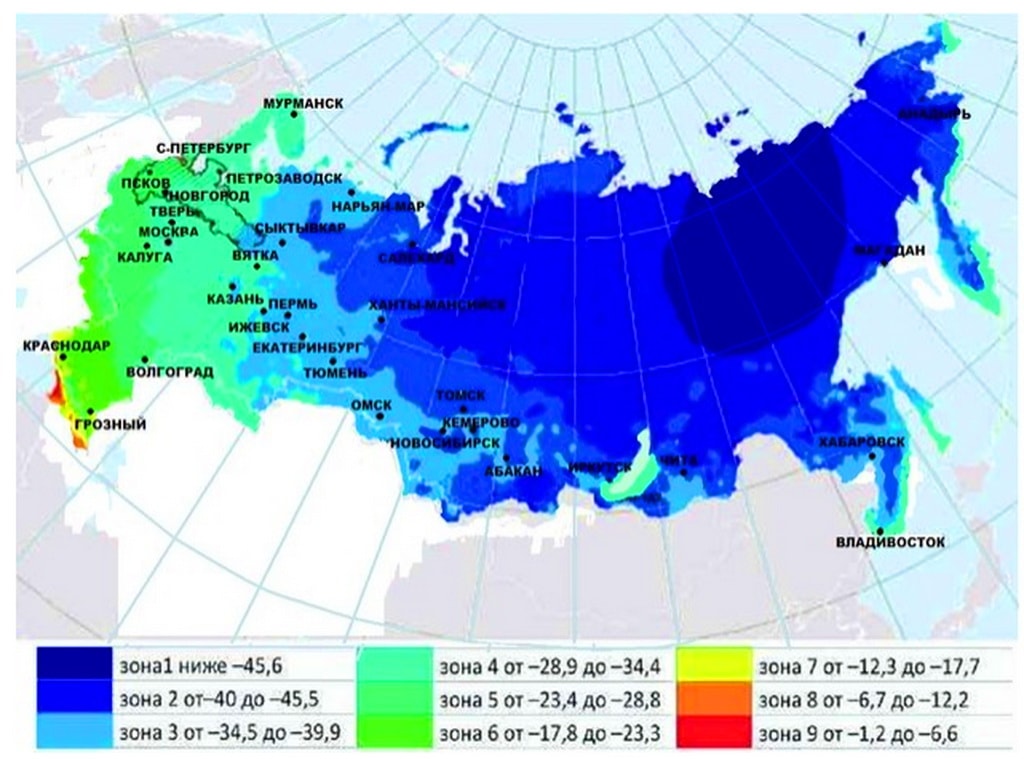 зоны морозостойкости россии